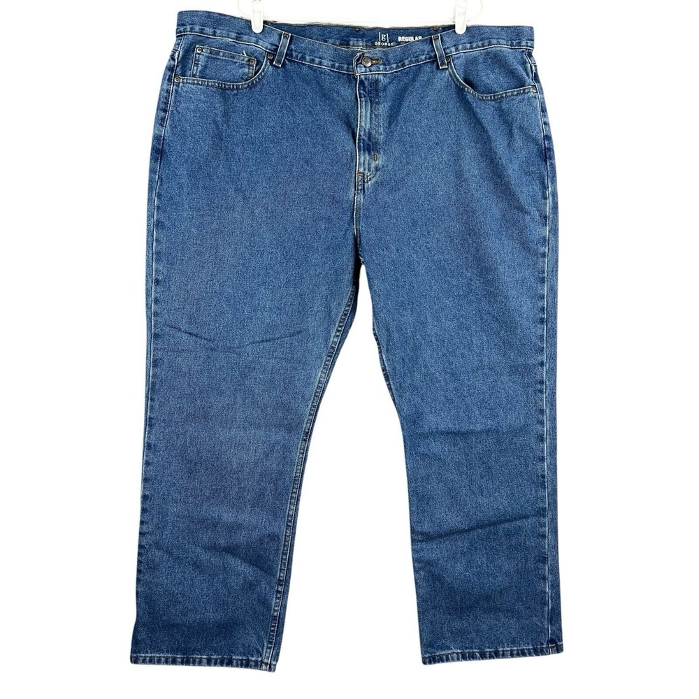 GEORGE Men's Blue Cotton Denim Jeans Size 48x30 Regular Fit Straight Leg NWT